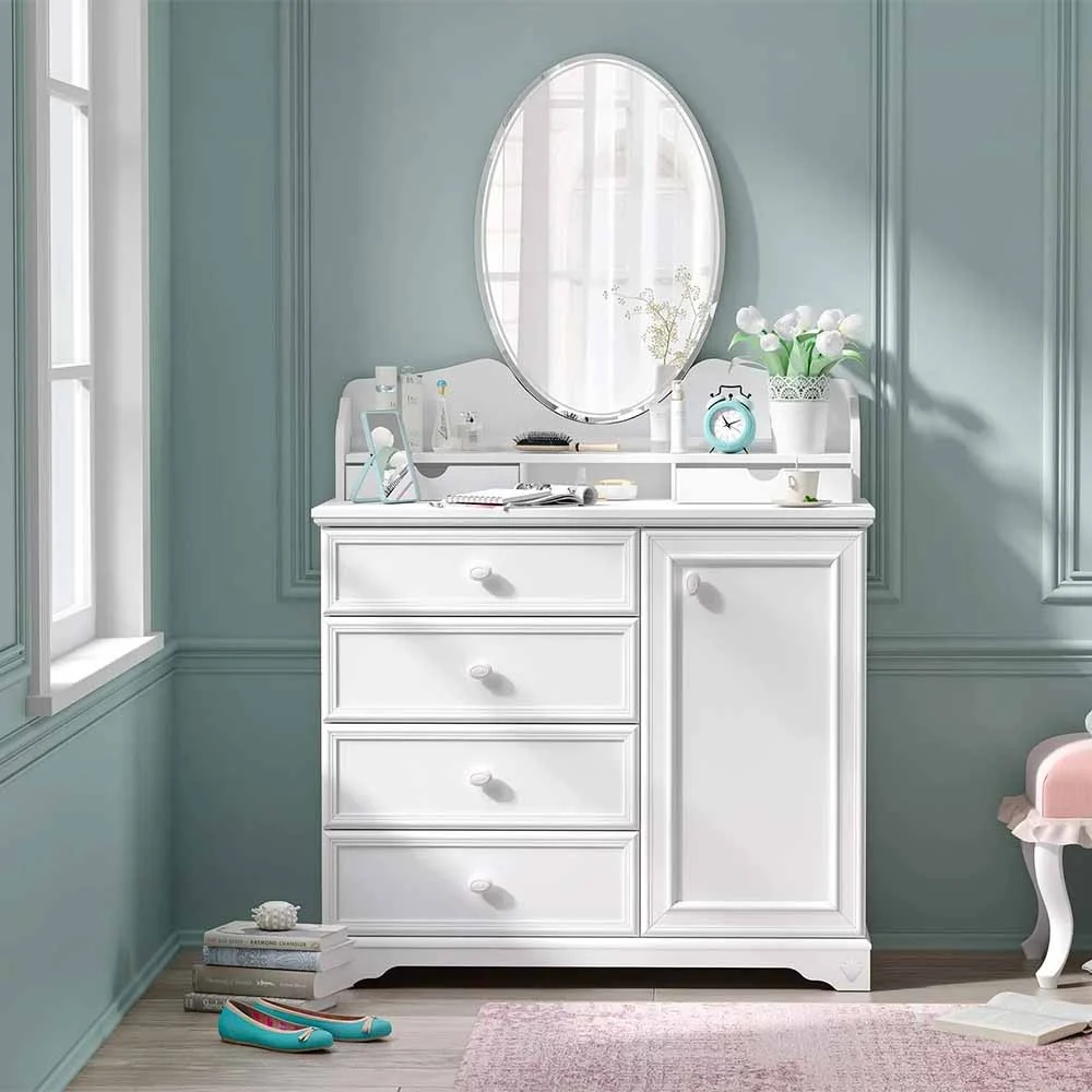 Cilek Cassettiera con specchio Rustic White