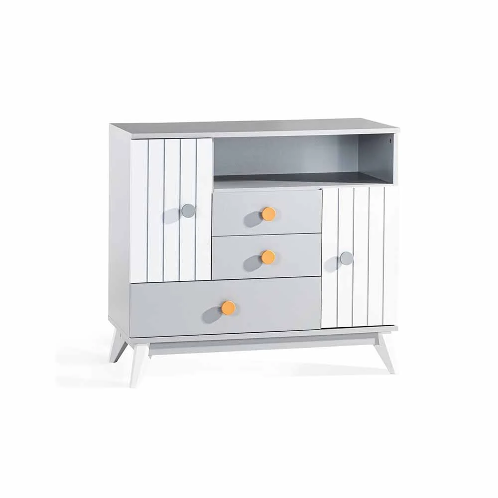 Cassettiera della Linea Bird con 3 cassetti e 2 ante con vano portaoggetti