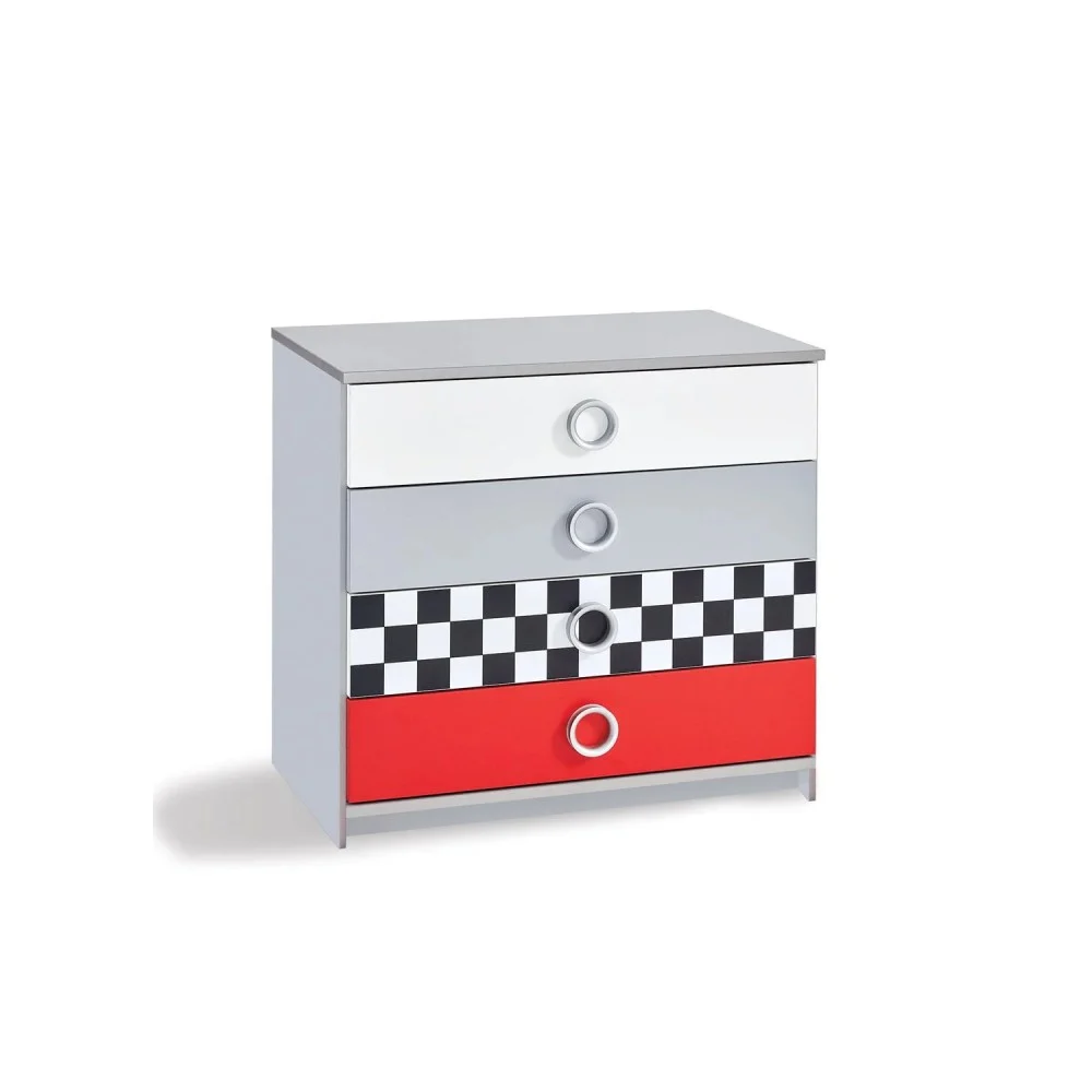 Cassettiera della Linea Turbo Cap con quattro cassetti capienti per la cameretta dei bambini