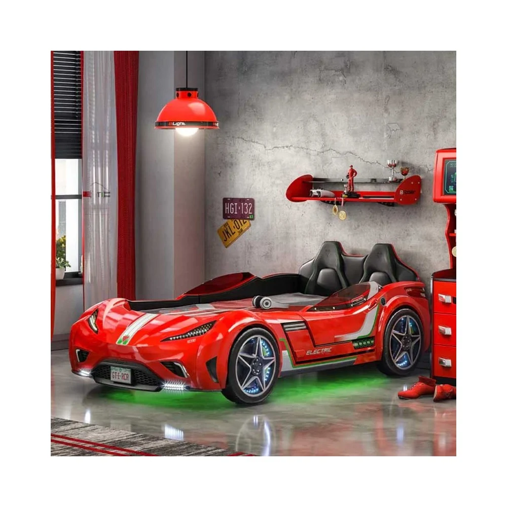 Cilek letto a forma di auto GTE Sport in Abs, Imbottito Internamente Disponibile in Nero, Rosso e Bianco
