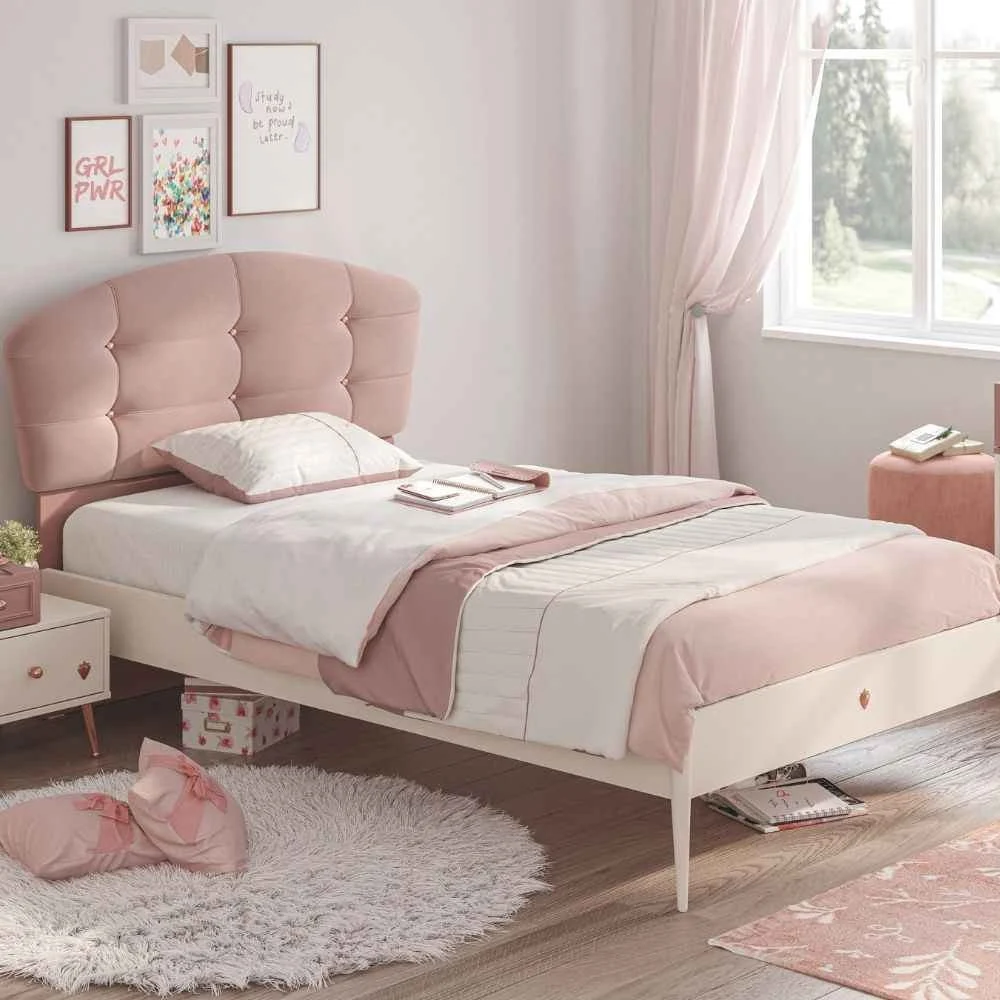 Cilek letto Elegance con testiera trapuntata rosa, per la camera di una bambina