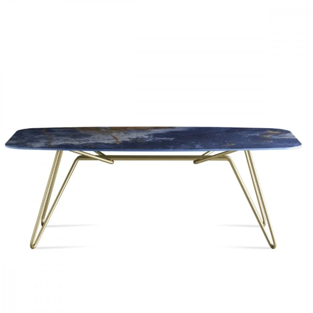 Colico Italo tavolo fisso realizzato con gambe in acciaio e piano in marmo blu