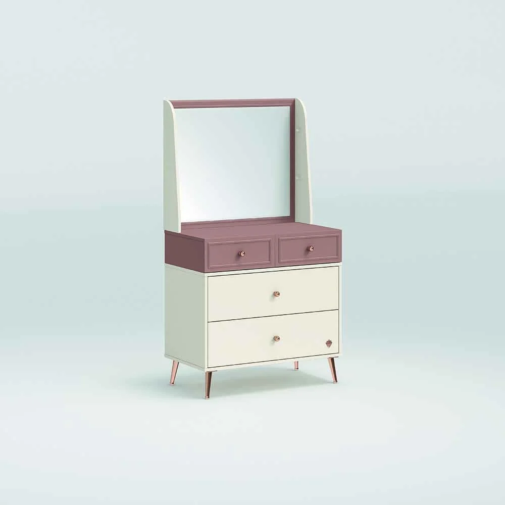 Cilek Como con Specchio Elegance, colore Bianco e Rosa per la Cameretta di una Bambina