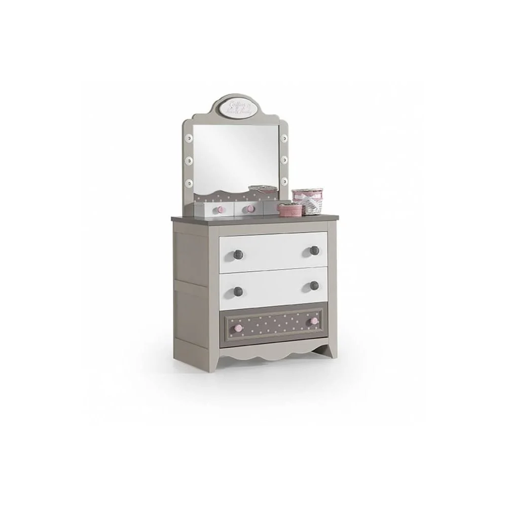 Como Pretty in Legno con Quattro Cassetti, Finitura Bianco