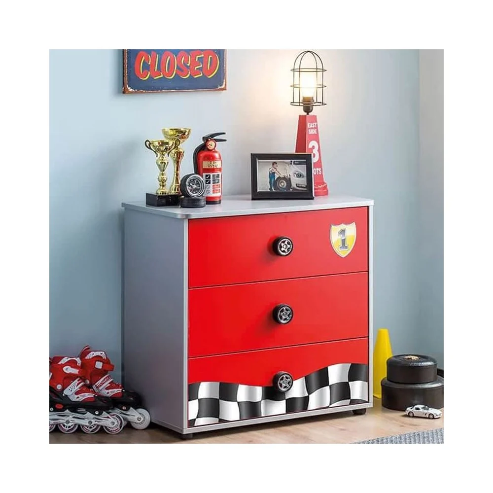 Cilek Como' Racecup in Legno, Con Stampe della Formula 1, Disponibile in Rosso