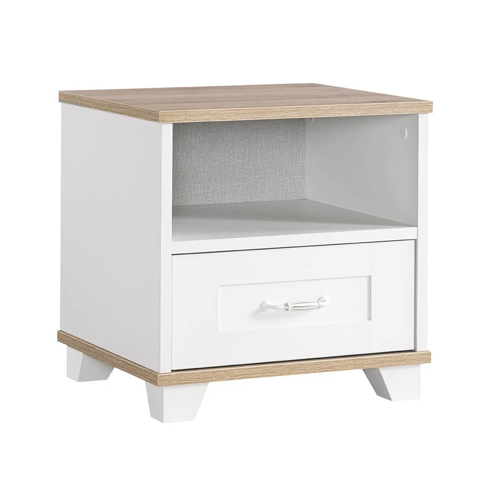 Comodino Frezya in legno melaminico abbinabile a tutta la collezione Frezya con cassetti ammortizzati