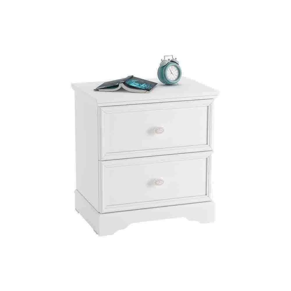 Cilek Comodino Rustic White con due cassetti in laminato bianco