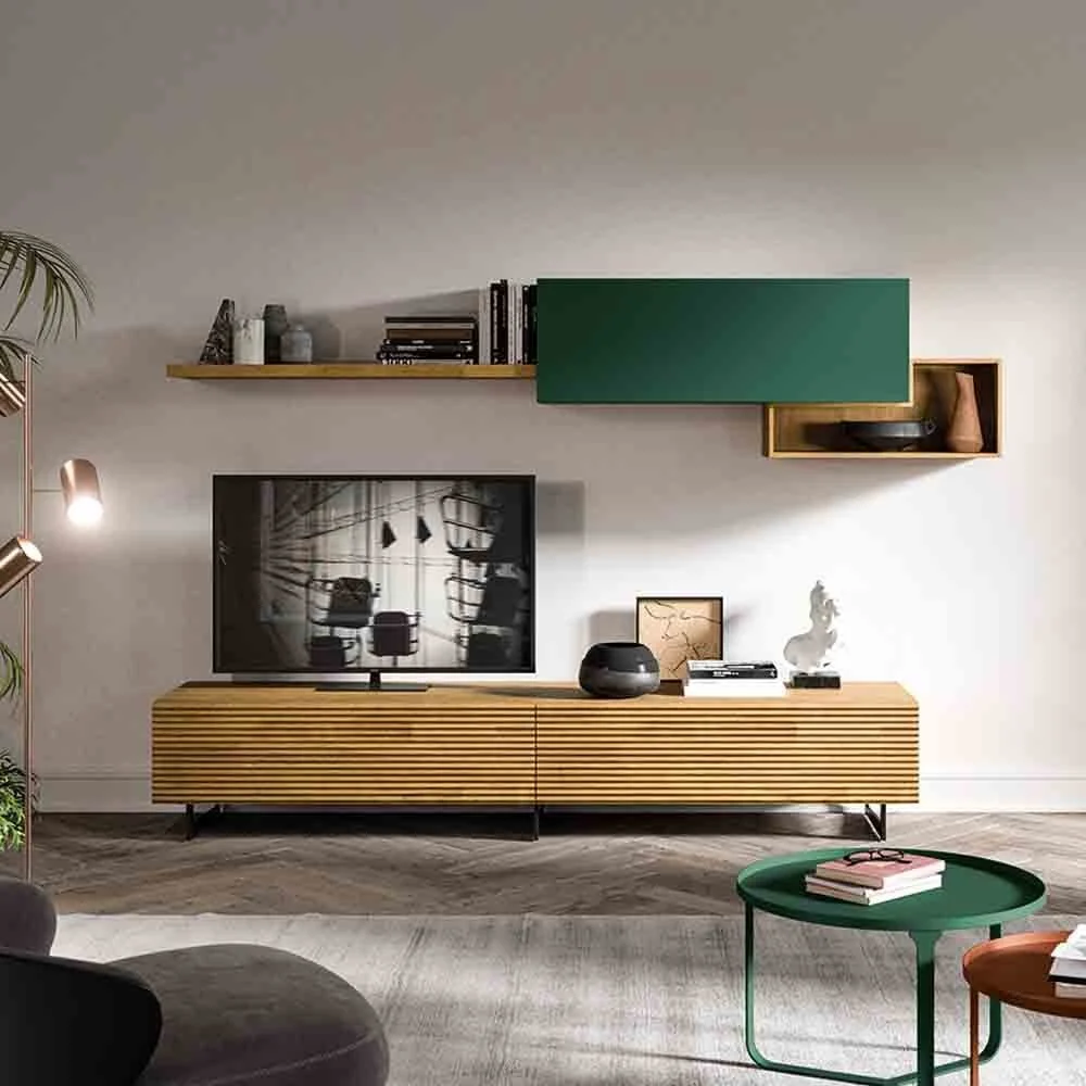 Mobile soggiorno moderno in Parawood con base porta TV