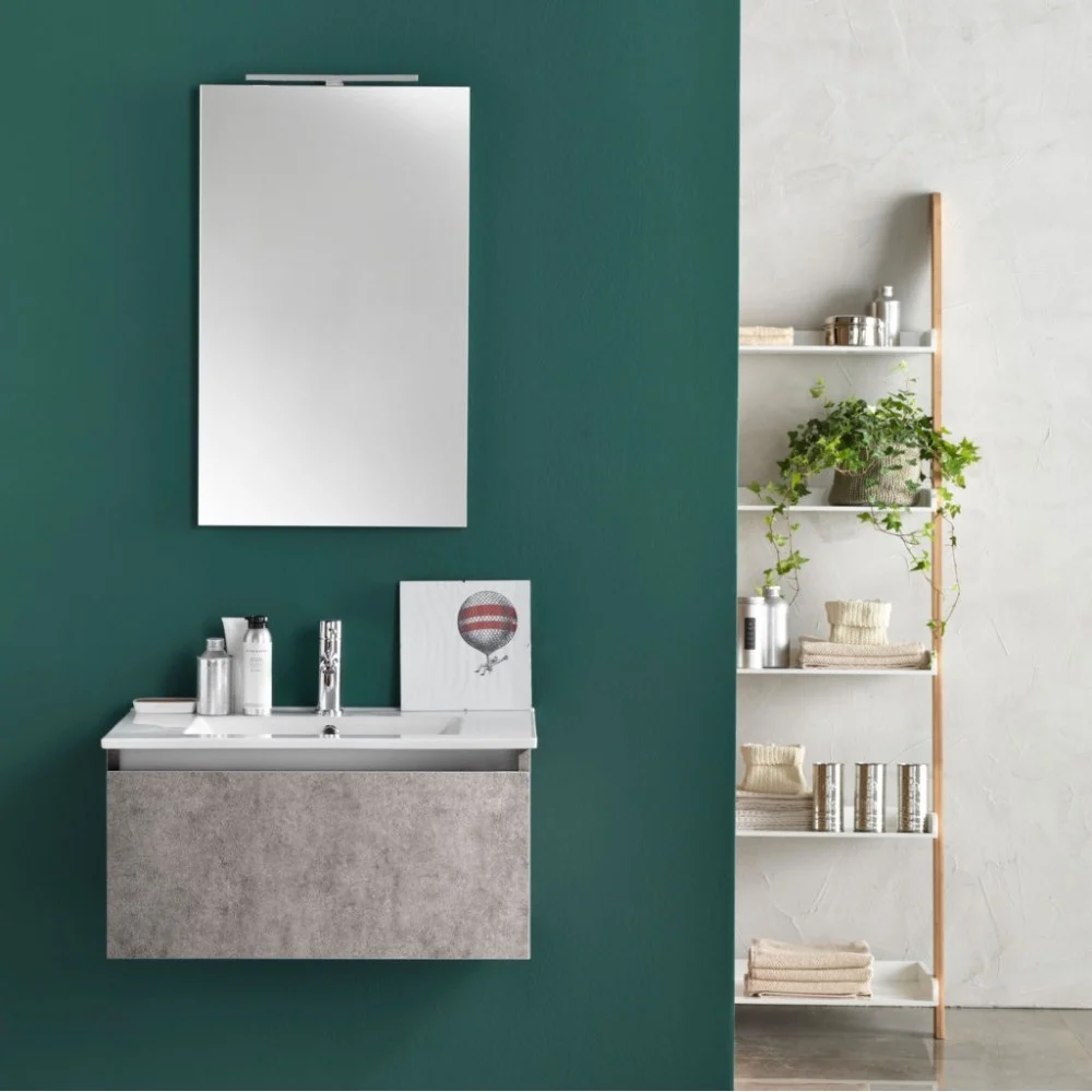 Composizione bagno Rudy compreso di tutti i particolari finitura cemento