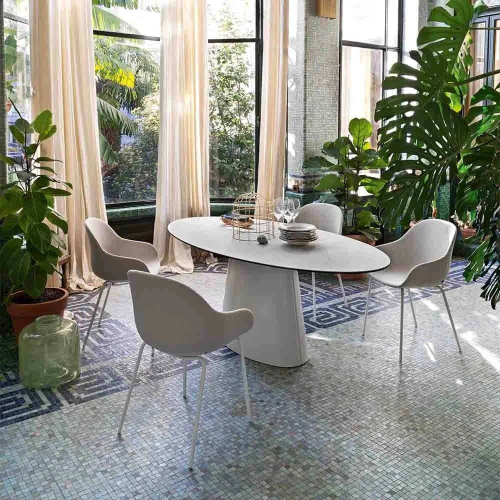 Connubia Ellisse CB4858-FE 200 tavolo ovale con piano in ceramica effetto marmo