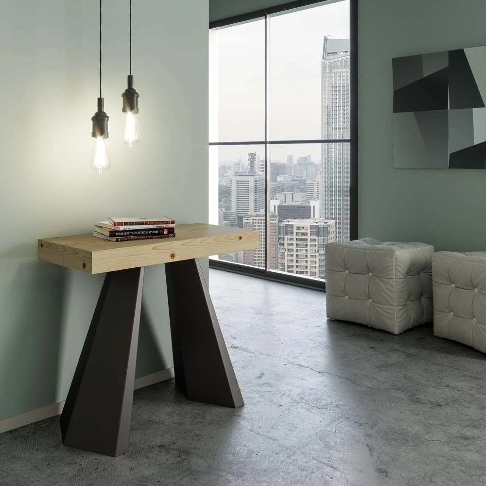 Consolle allungabile Diamante Premium di Itamoby con struttura in metallo e piano in legno in varie finiture
