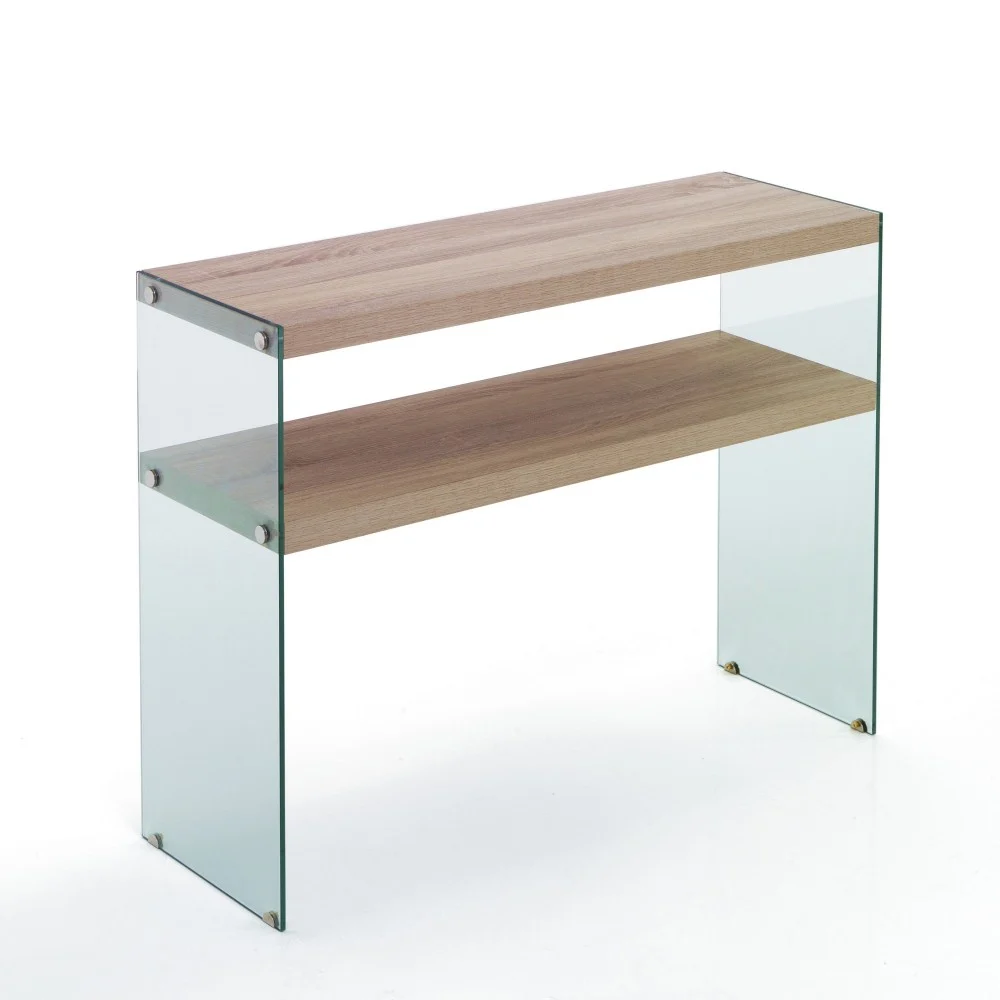 Consolle fissa Ace di OresteLuchetta con gambe in vetro e piano in legno MDF