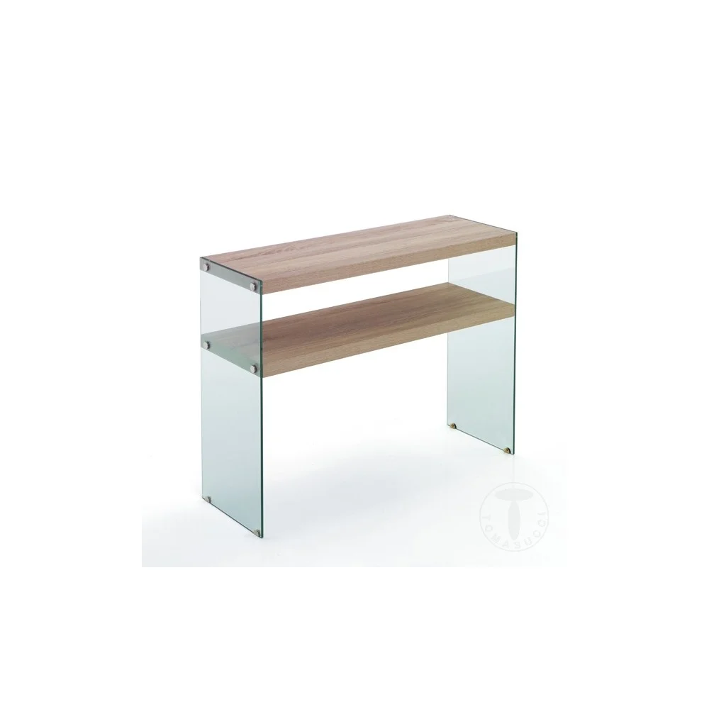 Consolle fissa Nancy di Tomasucci con gambe in vetro e piano in legno MDF