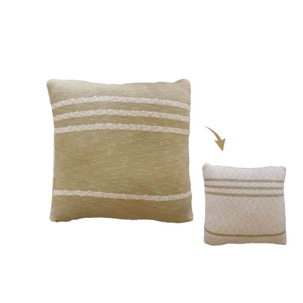 Cuscino In Maglia Duetto Oliva - Naturale