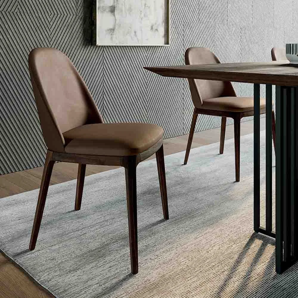 Dallagnese Joelle sedia imbottita in rovere rivestita in ecopelle vintage