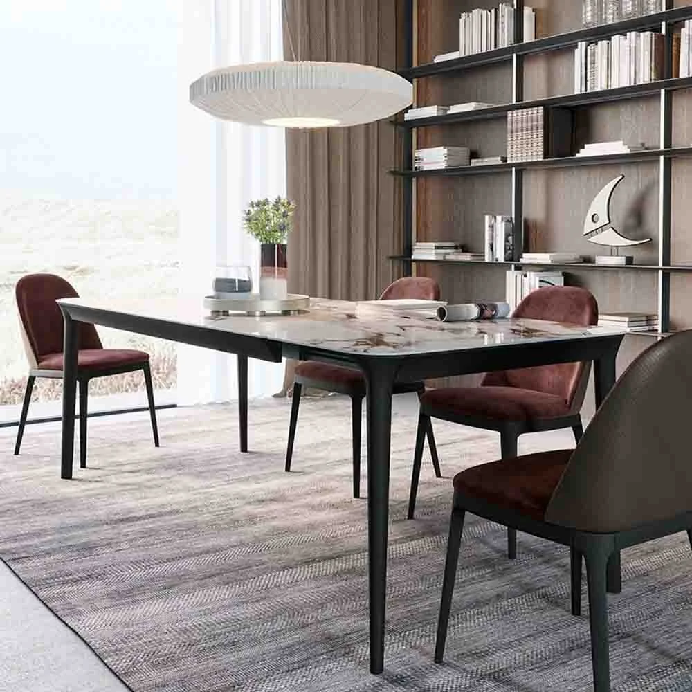Dallagnese Smooth tavolo allungabile con struttura in legno e piano e allunghe in gres