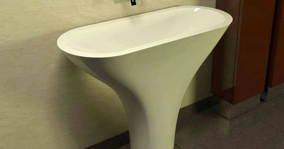 Lavabo a colonna design moderno Flounder made in Italy