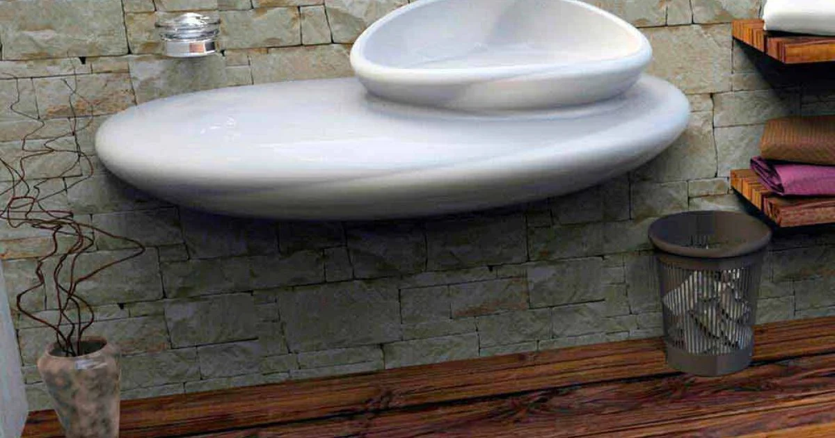 Lavabo sospeso dal design moderno Stone fatto in Italia