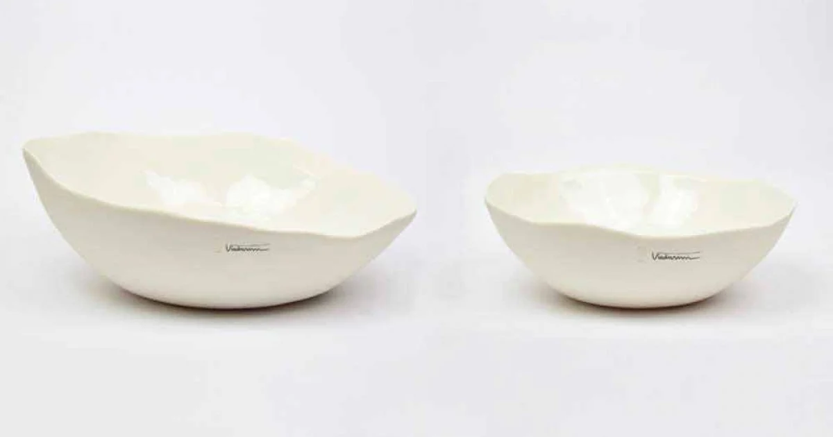 2 Insalatiere in Porcellana Bianca Pezzi Unici di Design Italiano - Arciconcreto