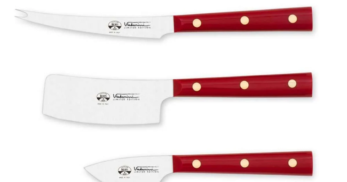 3 Coltelli da Formaggio Acciaio Inox, Berti in Esclusiva per Viadurini - Asiago