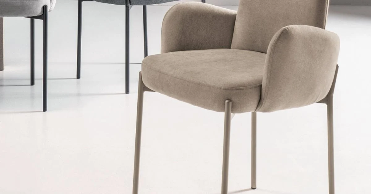 4 Poltroncine in Tessuto Colorato e Struttura in Metallo Verniciato - Lamberta