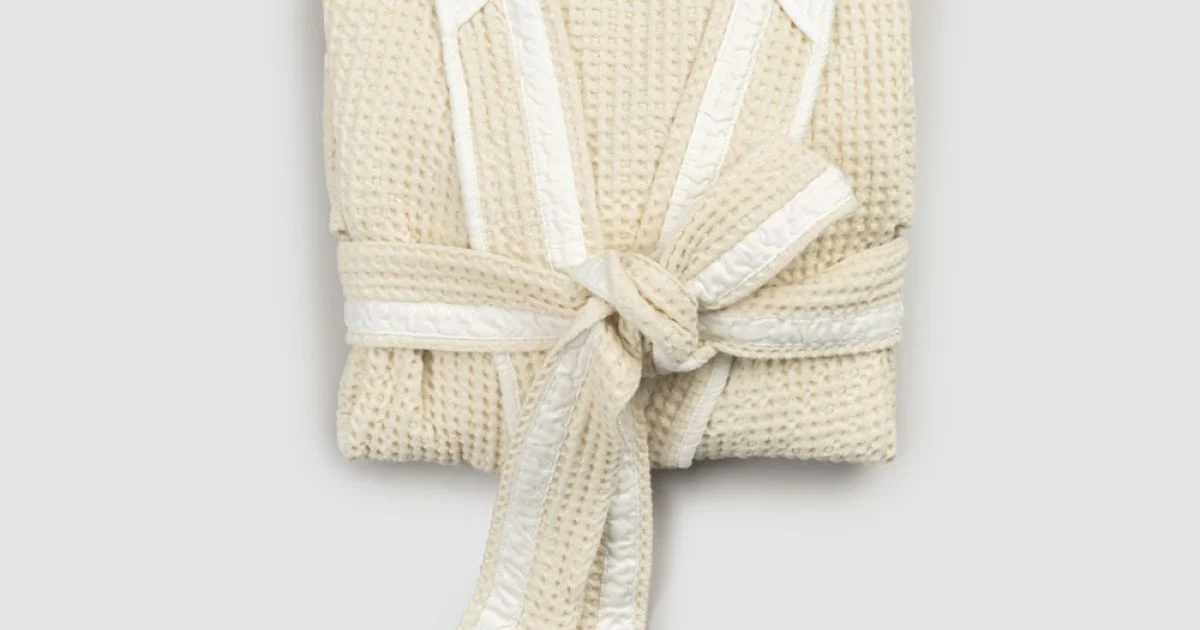 Accappatoio Kimono di Lusso di Lino e Cotone, 2 Finiture Made in Italy - Kleone