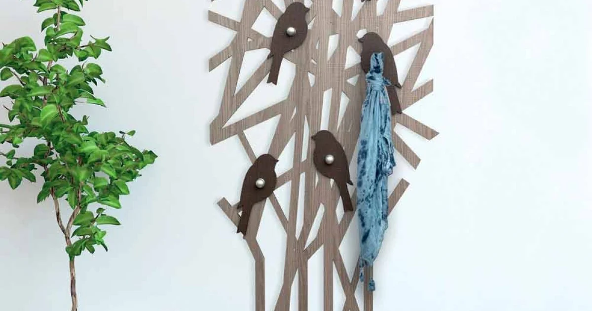Appendiabiti da Muro in Legno Colorato dal Design Moderno - Alberuccell