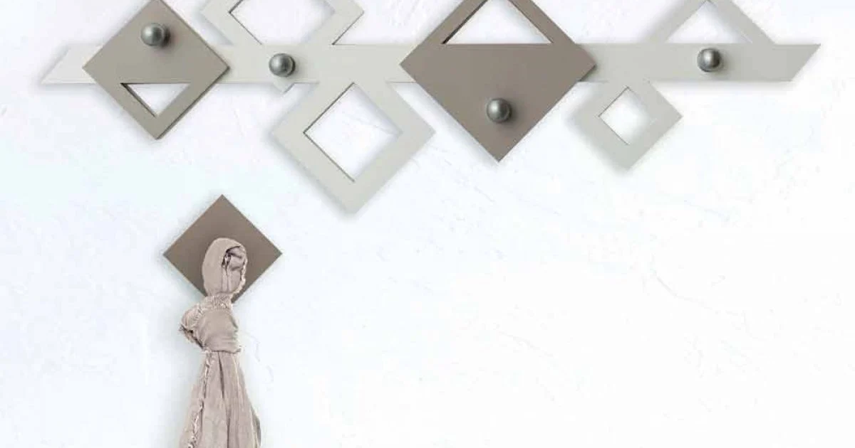 Appendiabiti da Parete in Legno Bianco e Beige Design Moderno Geometrico - Klimt