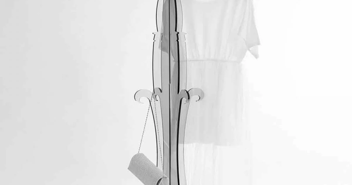 Appendiabiti da terra, design classico, in plexiglass Giave