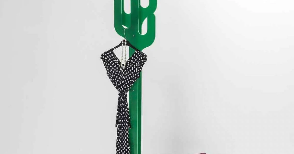 Appendiabiti da terra design moderno verde Cactus, made in Italy
