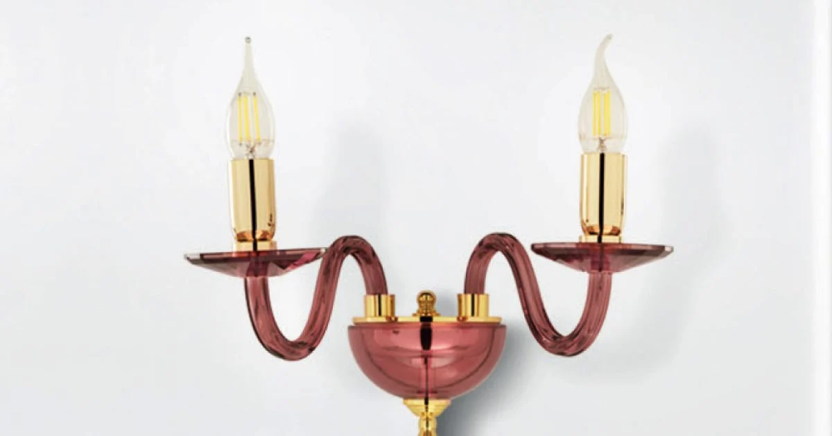 Applique 2 Luci Classica in Vetro Italiano e Metallo Made in Italy - Oliver