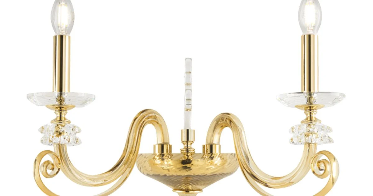 Applique 2 Luci Vetro Soffiato e Cristallo Ottico Lusso Classico - Cassea