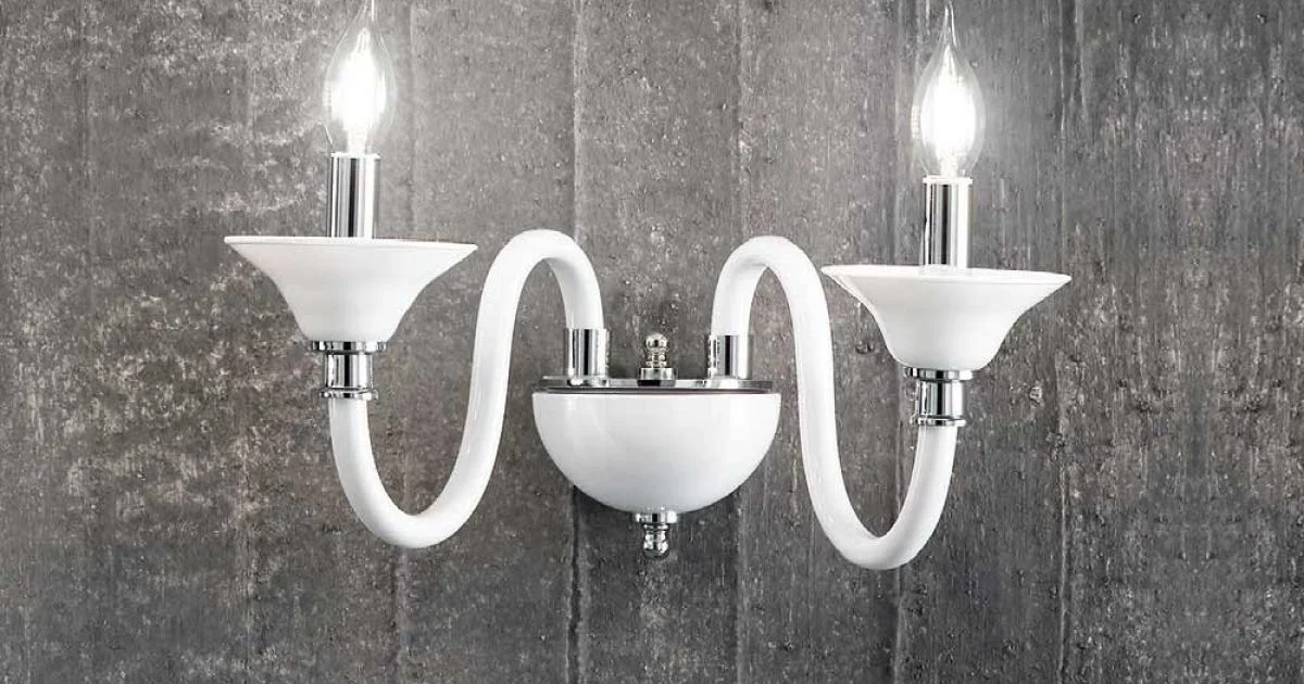 Applique a 2 Luci in Vetro Artigianale Italiano Stile Classico - Memore