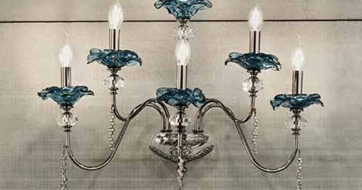 Applique a 6 Luci Classica in Vetro, Cristallo e Metallo Lusso - Flanders