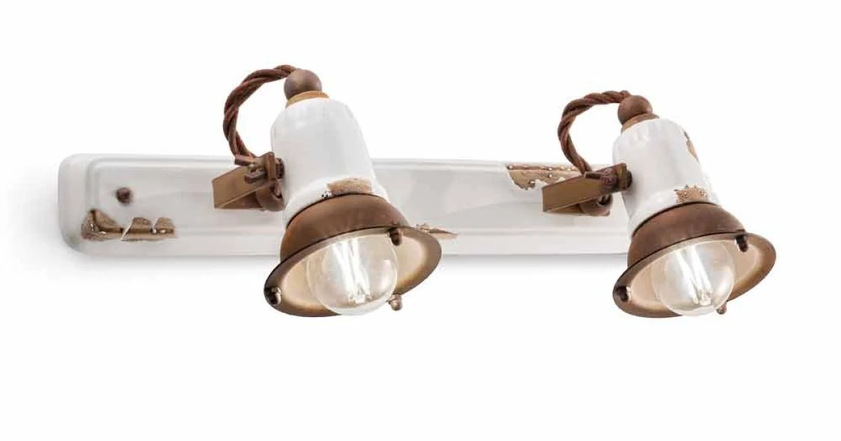 Applique a due faretti orientabili Amelia Ferroluce artigianale