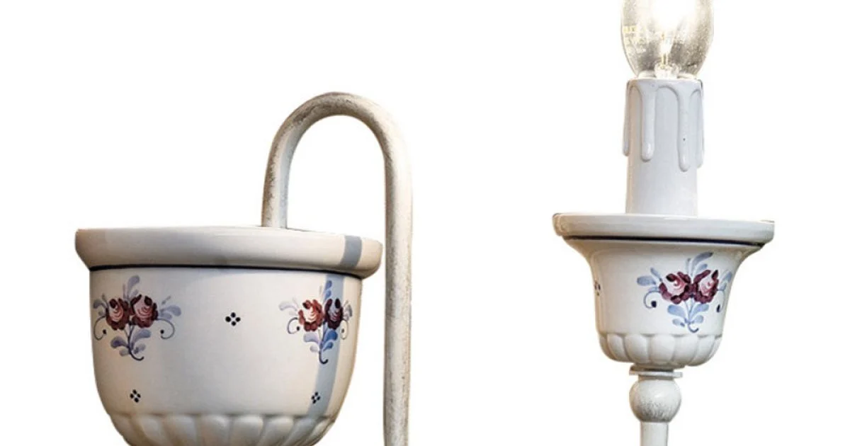 Applique a Muro Artigianale in Ceramica e Ottone Dipinta a Mano - Sanremo
