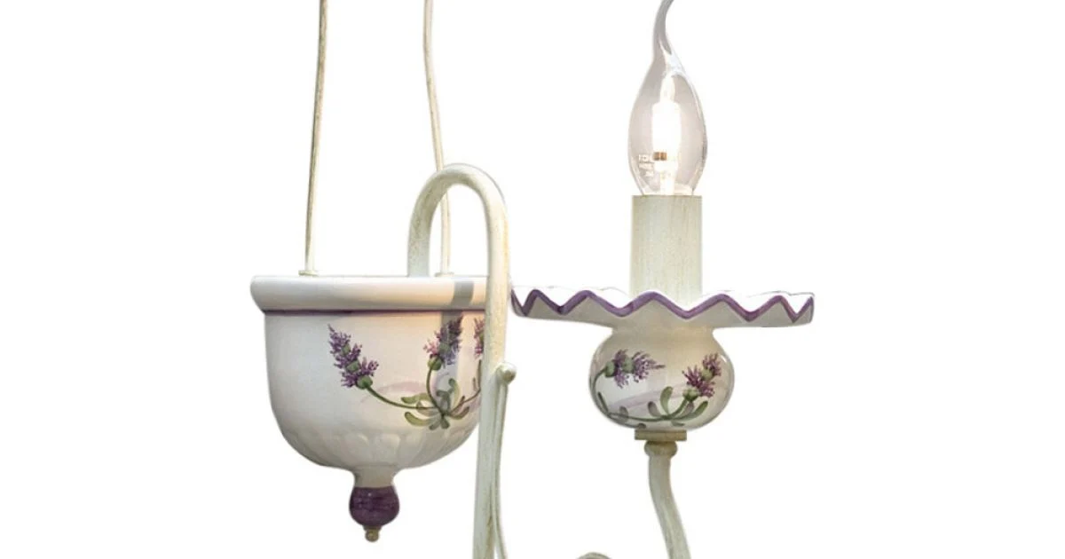 Applique a Muro in Ceramica Dipinta a Mano e Ottone Verniciato - Sanremo