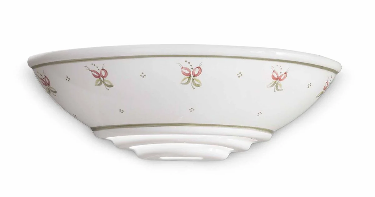 Applique a Muro Mezzaluna in Ceramica Dipinti Floreali a Mano - Trieste