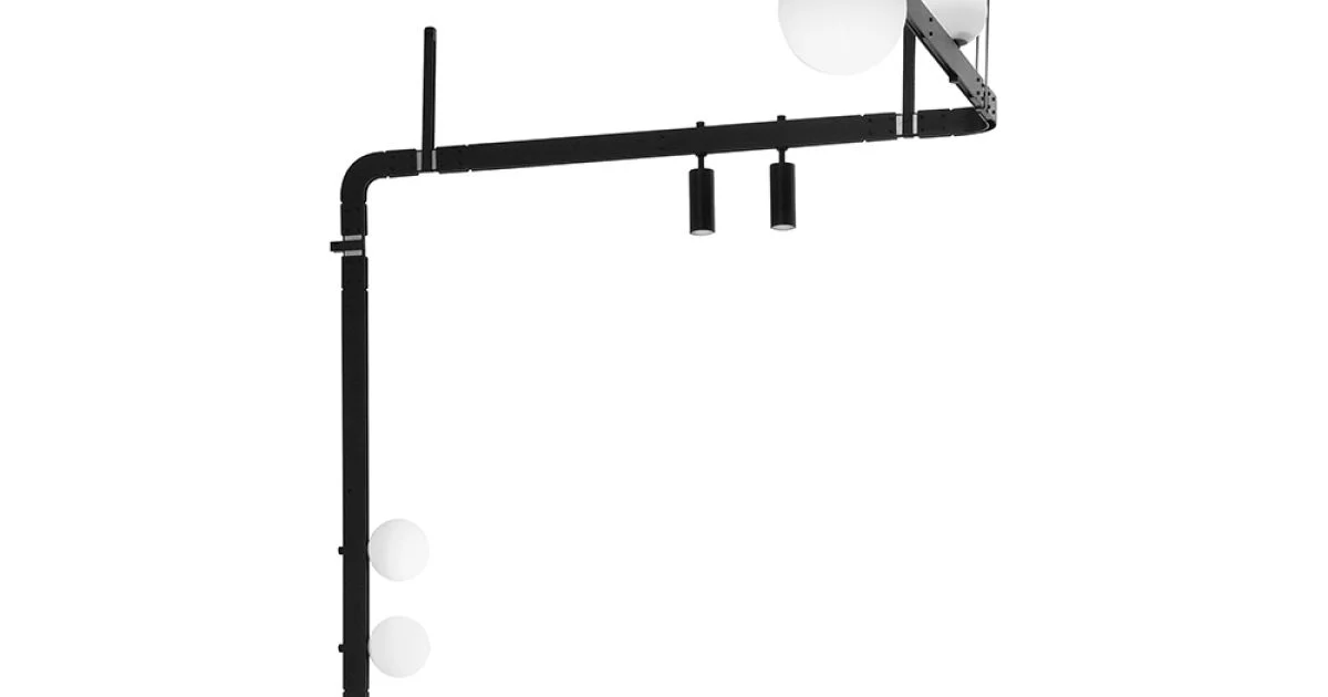 Applique a Parete di Design in Alluminio Nero con Sfere e Faretti - Esodo