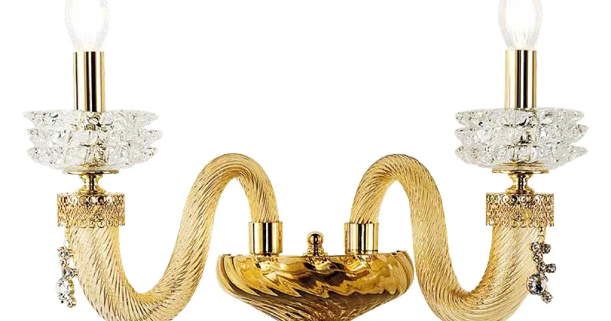 Applique Classica 2 Luci Vetro Artigianale Lusso Made in Italy - Saline