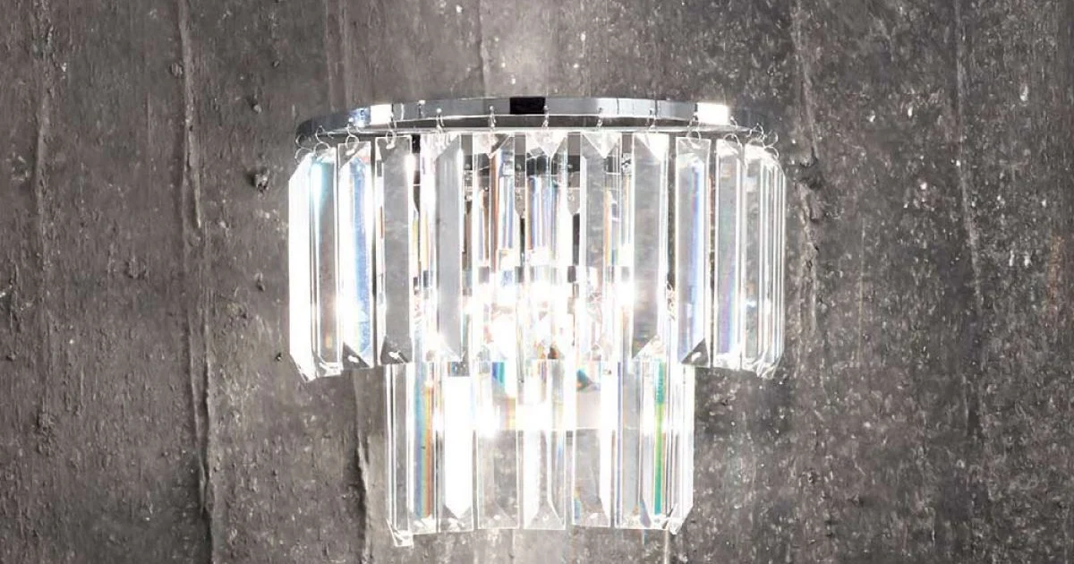 Applique Classica in Metallo Argento con Pendenti in Cristallo - Jerome