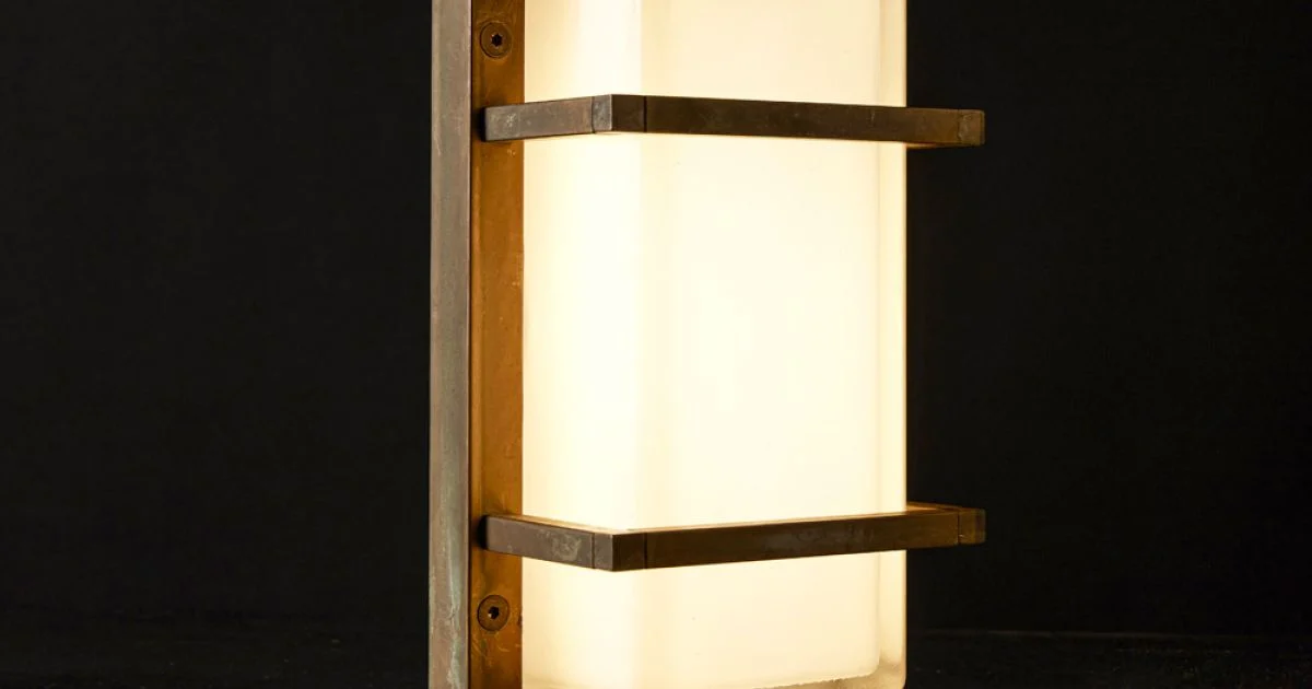 Applique da Esterno in Ottone, E27 e Stile Geometrico Made in Italy - Cristallo