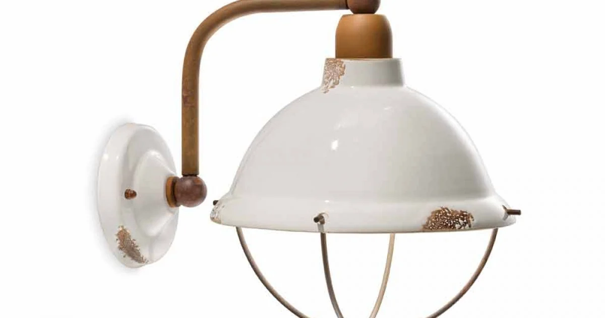 Applique da parete in ceramica e metallo Skyler stile industriale