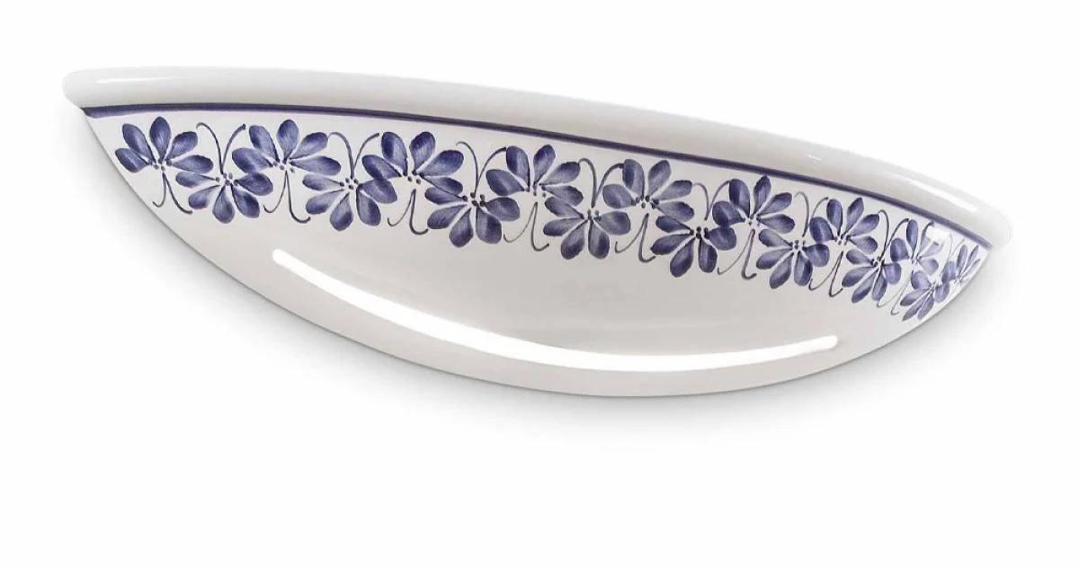 Applique in Ceramica Artigianale e Decori Blu Dipinti a Mano - Trieste