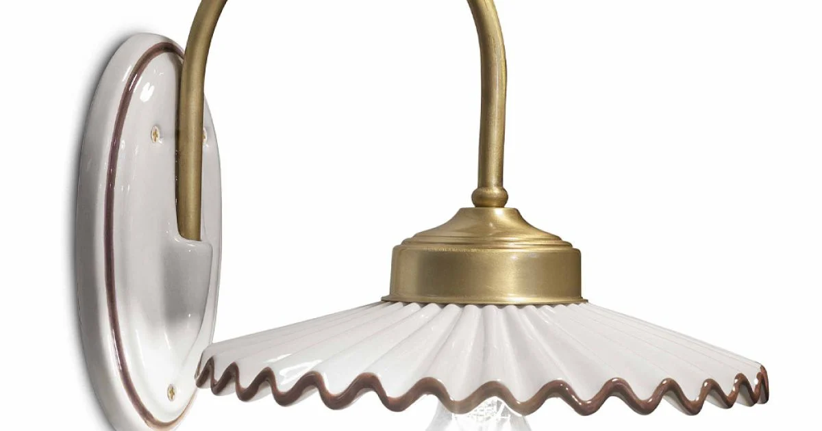 Applique in Ceramica Lucida Plissettata e Bordo Dipinto a Mano - Laquila