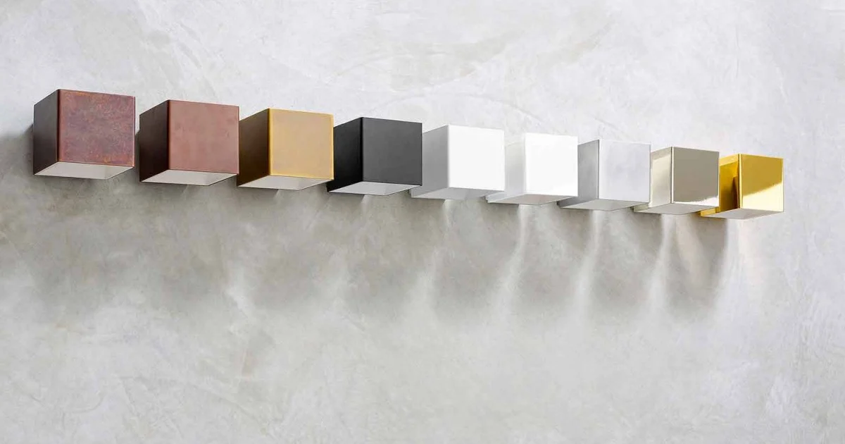 Applique LED in Ottone e Gesso Made in Italy - Cubetto Aldo Bernardi