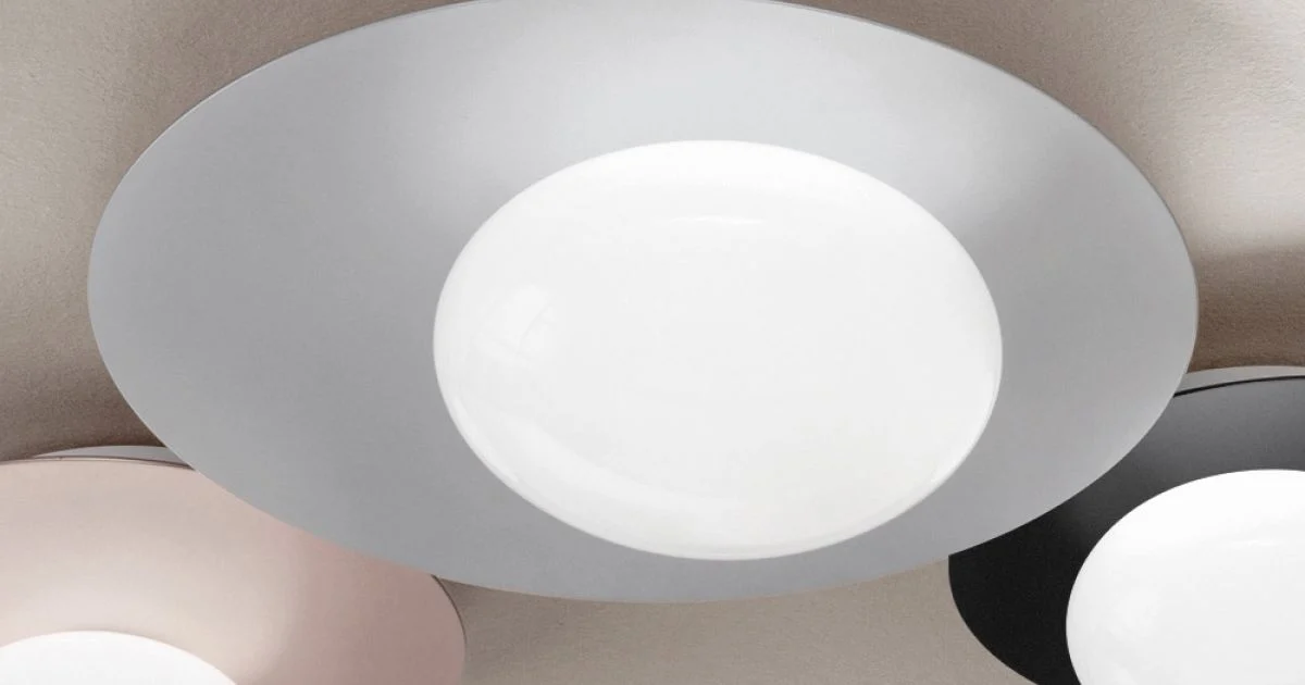 Applique o Plafoniera in Alluminio, Metallo e Luce in Vetro Bianco - Luma