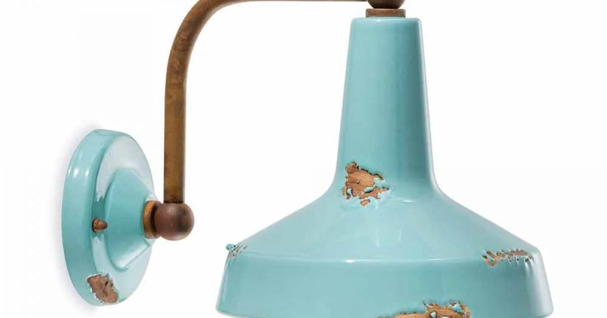 Applique vintage a faretto in ceramica fatta a mano Sandra Ferroluce