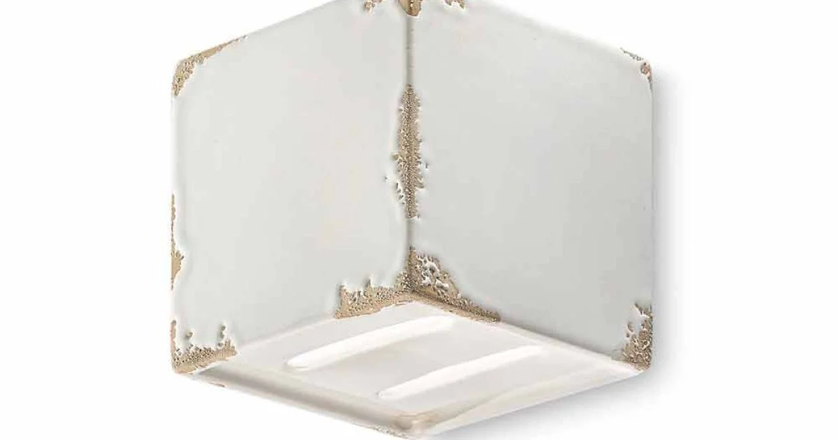 Applique vintage a forma di cubo in ceramica Connie Ferroluce