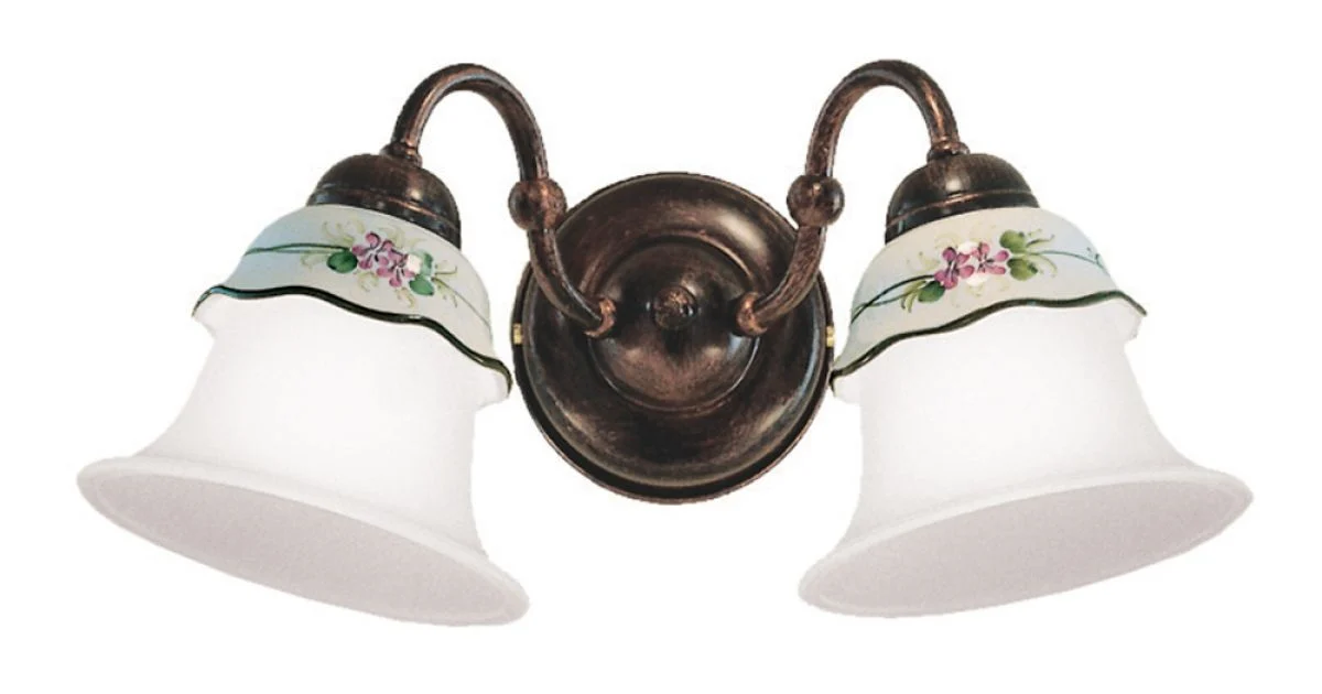 Applique Vintage Ferro, Vetro e Ceramica Decoro Dipinto a Mano - Ferrara